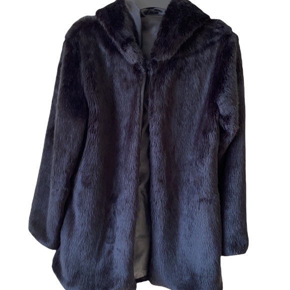 Faux Mink Jacket 3/4 Length with Hood Like New - Picture 2 of 6